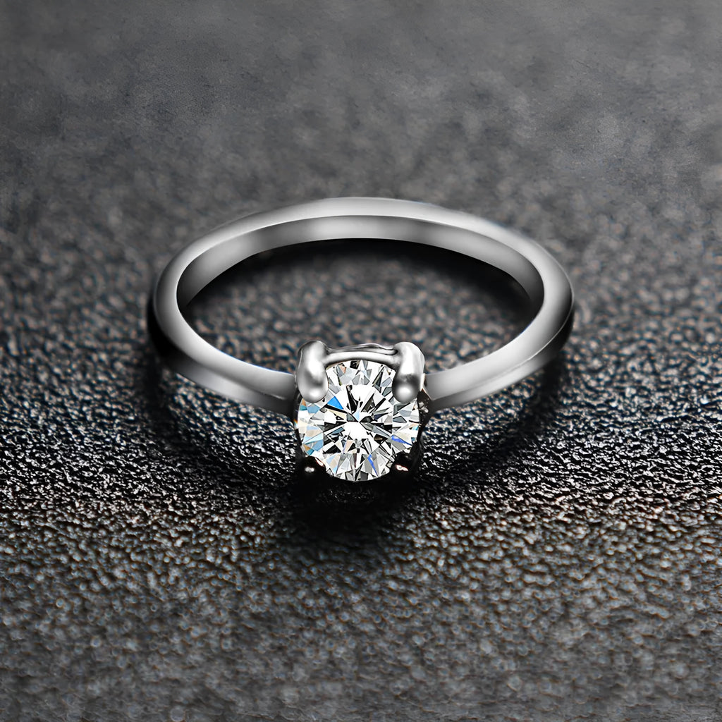Titanium steel geometric wedding ring with inlaid zircon, steel colour, size 7