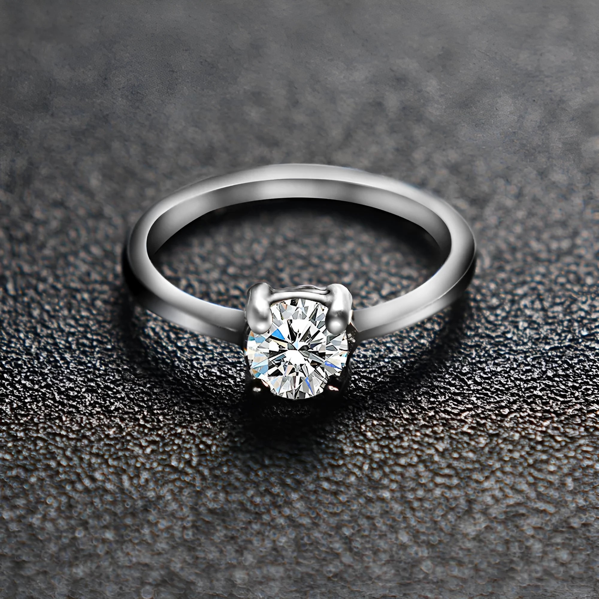 Titanium steel geometric wedding ring with inlaid zircon, steel colour, size 7