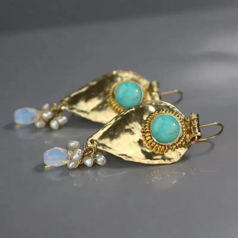 Gold alloy snake design women's earrings with electroplated finish