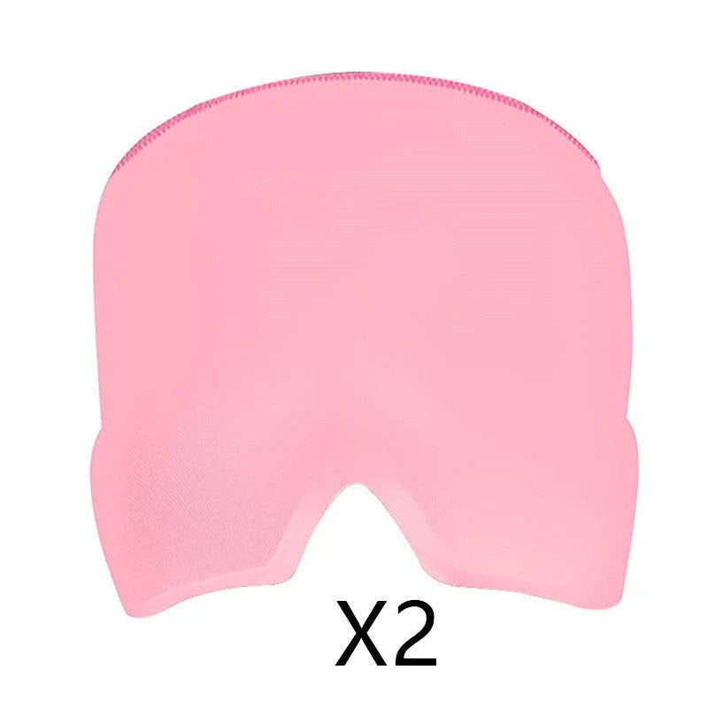 Soothing ice gel eye mask for headache relief, featuring a cooling gel pack and premium elastic cloth for a comfortable fit