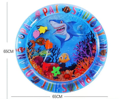 Cooling Pet Water Bed with fish-themed design, providing refreshing comfort for cats and dogs