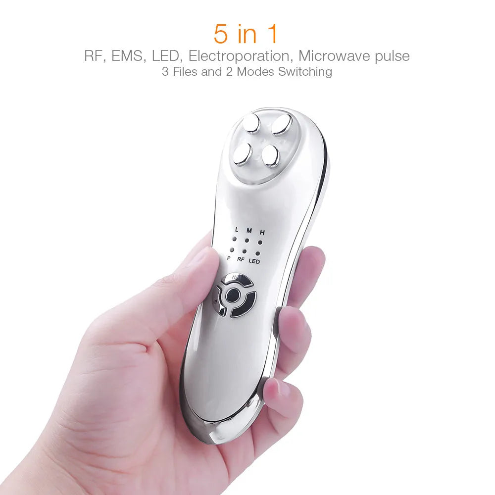 White ABS mesotherapy electroporation RF skincare device with LED and EMS functions
