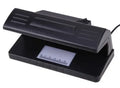 Black 4W UV light money detector checker with EU plug on a desk