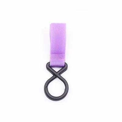 Nylon baby stroller hook, 3 x 17cm, 11g, with Velcro strap, shown in available colours