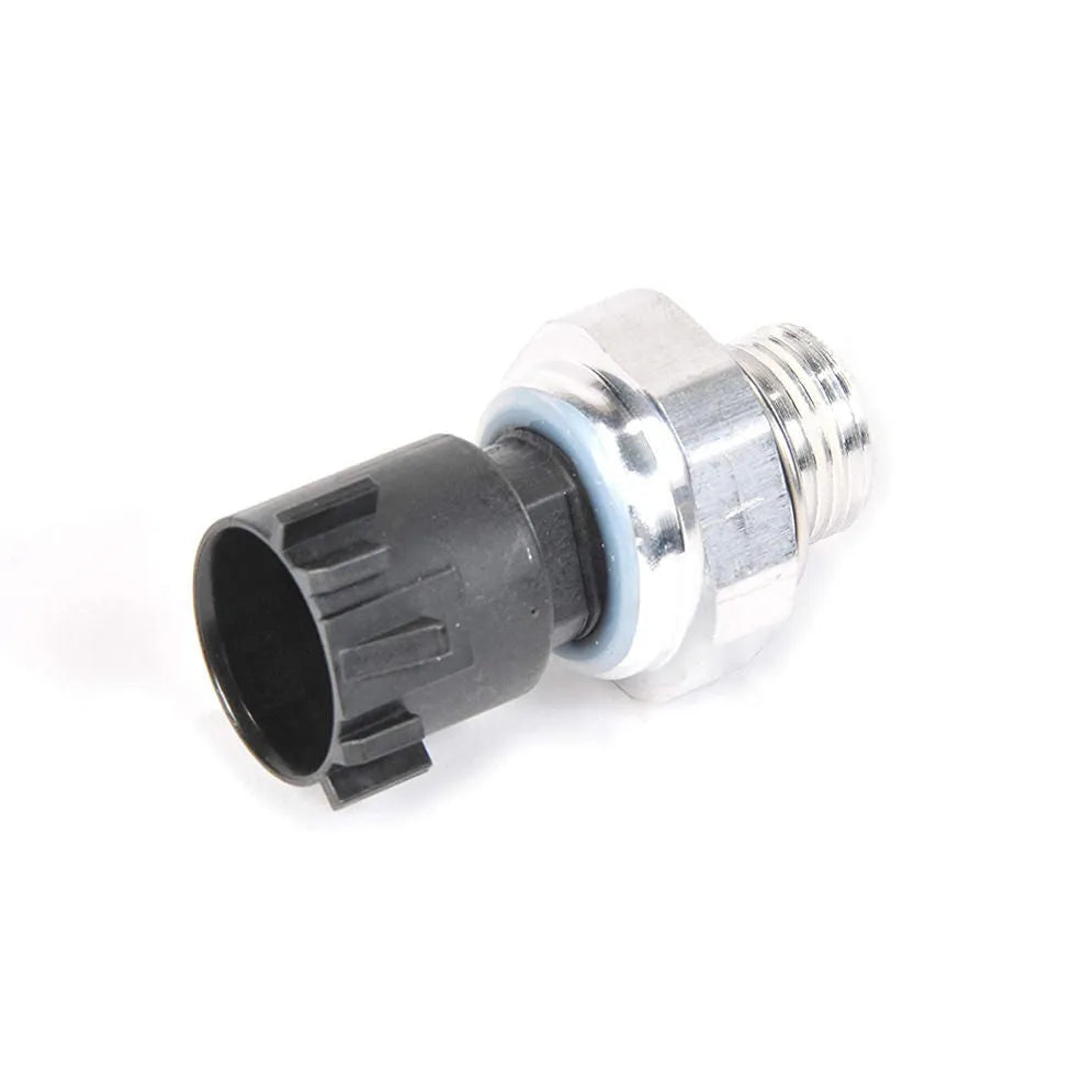 Silver automobile fuel pressure sensor with Type 0 connector for car fuel system diagnostics