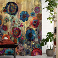 Retro creative flower waterproof polyester shower curtain for bathroom decoration, colour sfq-ys1, with 12 hooks
