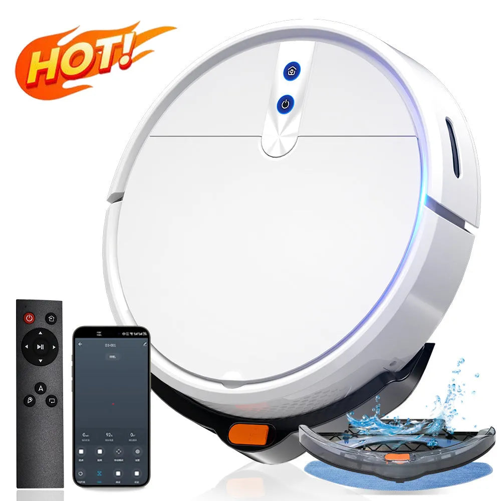 Intelligent sweeping machine vacuum cleaner in black colour with remote control
