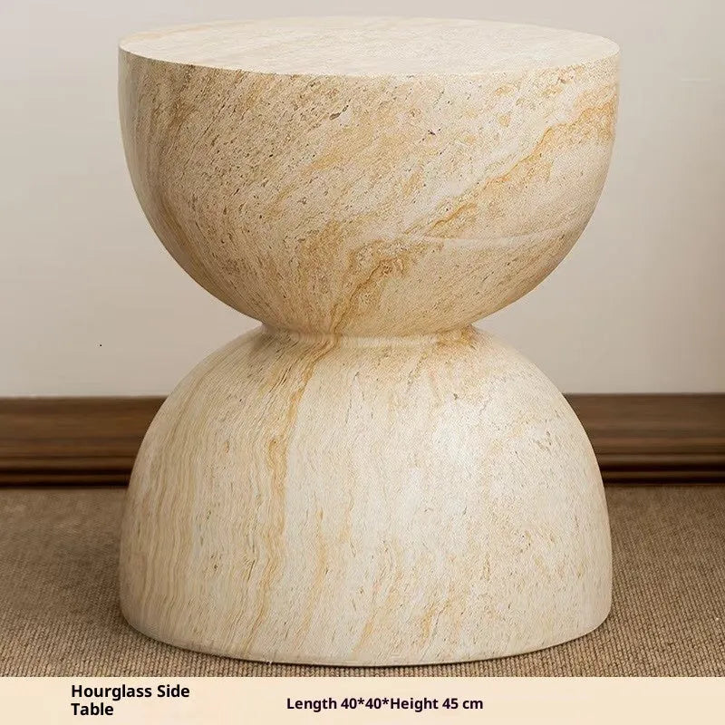 Hourglass imitation cave stone corner tea table made from magnesium oxide in a modern simplicity style
