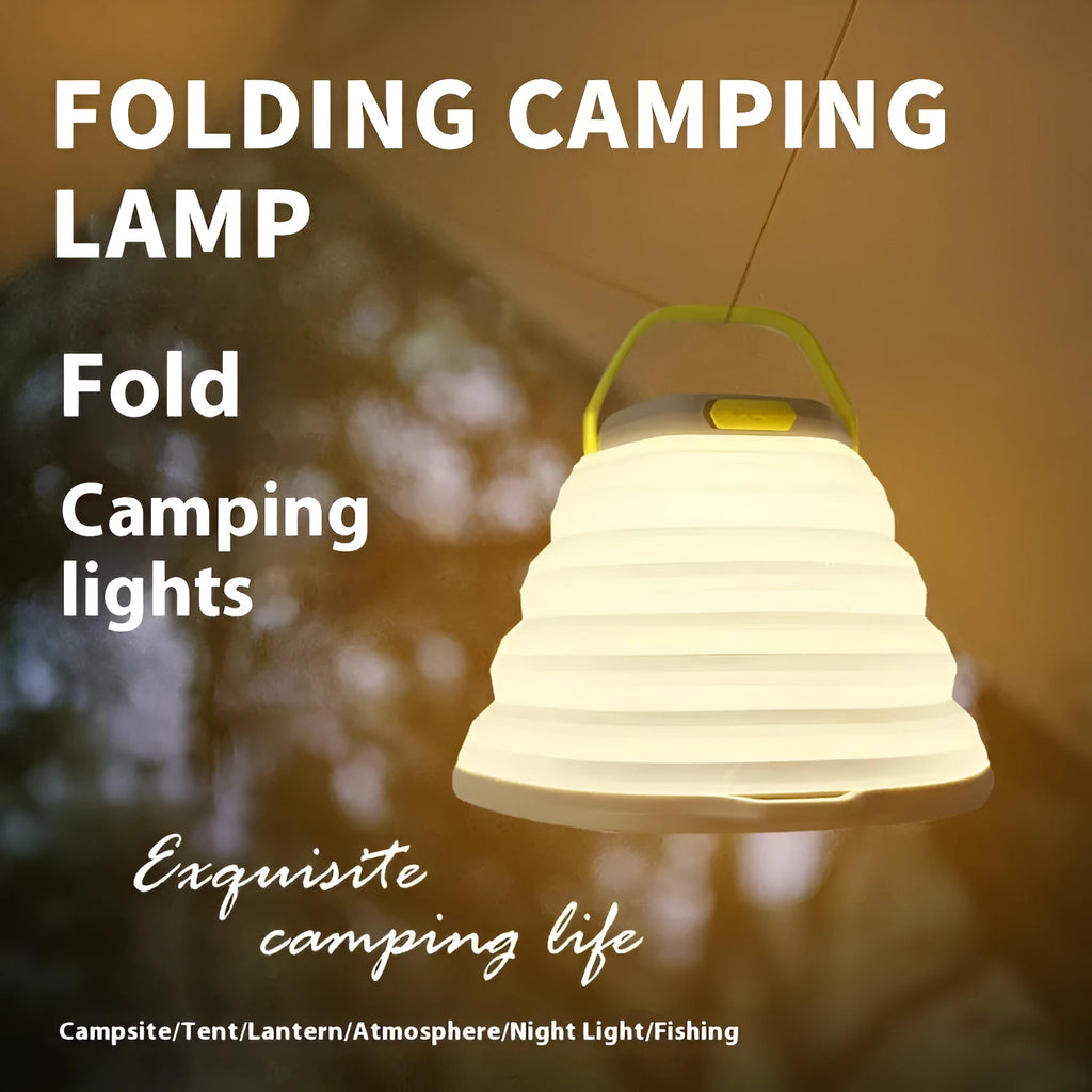 White large capacity camping lamp with a single-key switch shown on a dark background.