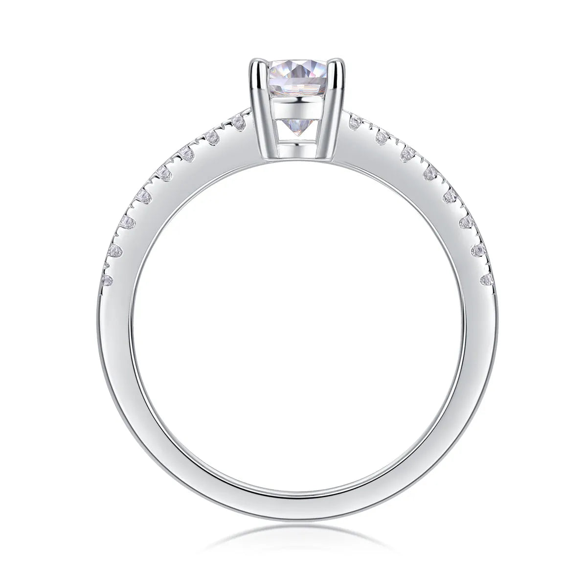 Egg-shaped 5x7mm moissanite wedding ring set in S925 silver with platinum plating, sizes 5 to 9, gift box and GRA certificate