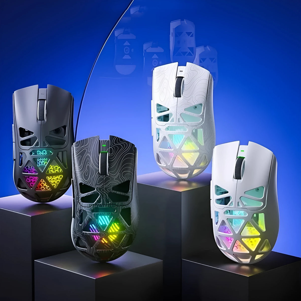 SC620 three-mode mouse, wired 2.4G Bluetooth, 122x64x40mm, hollowed-out shell in black white pink