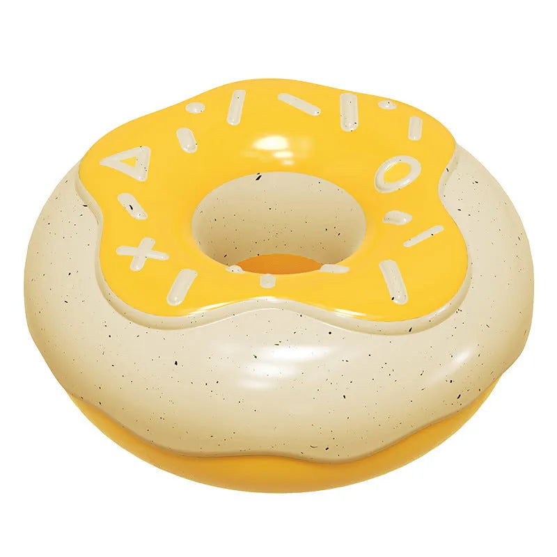 TPR donut dog chew toy in pink colour with sound mechanism for dental cleaning