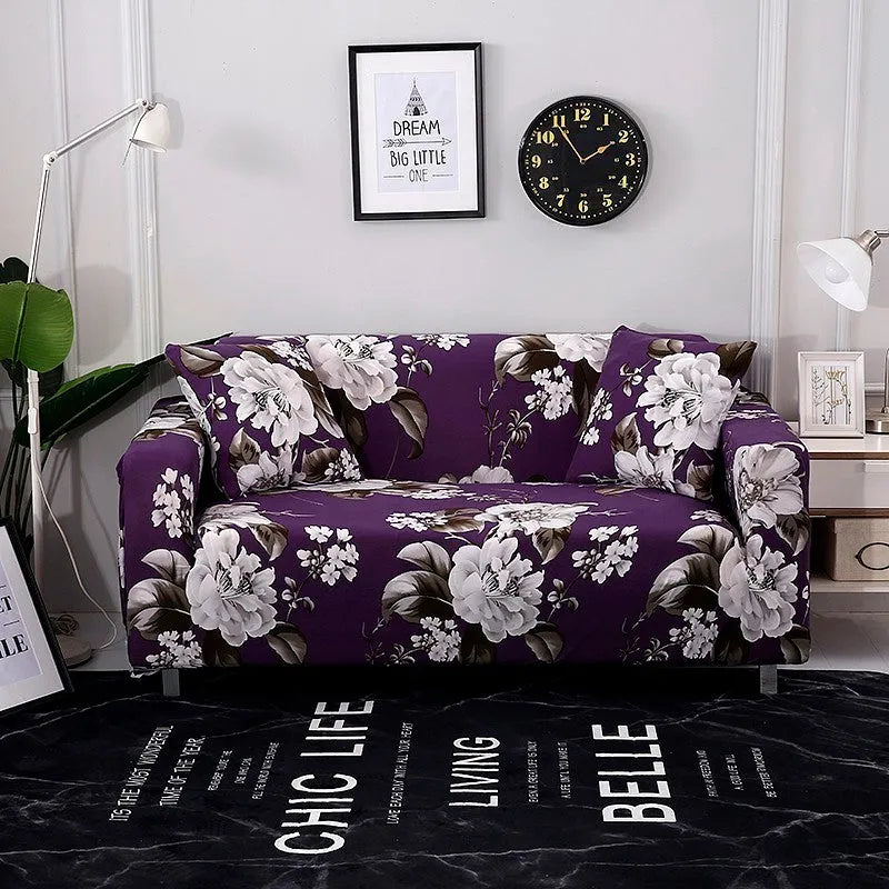 Elastic all-inclusive polyester sofa cover with striped pattern, modern simple style, 15 colours, 1-4 seat models.