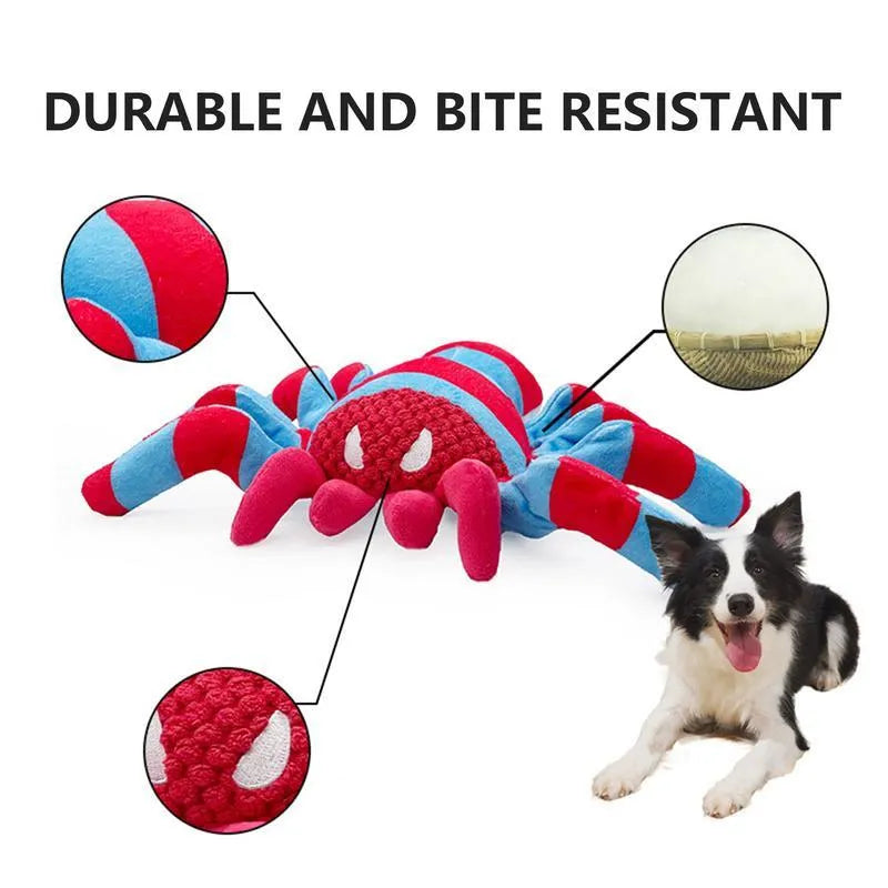 Red plush teddy bear dog toy for medium and large breed dogs with bite-resistant construction