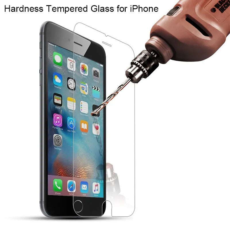Tempered glass screen protector for iPhone with anti-fingerprint coating.