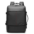 Men's waterproof large capacity travel backpack, solid colour, black or grey, 45x31x21cm, business commute design