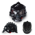 Skull motorcycle helmet with double-sided changeable artwork in various colour options
