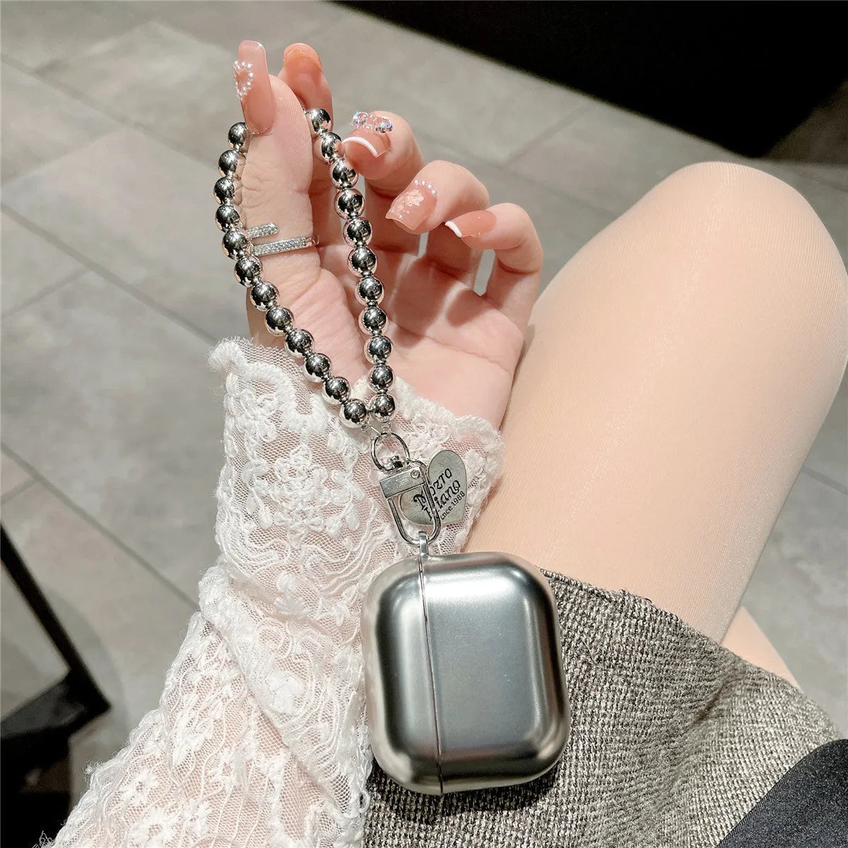 Matte plating TPU protective case for Apple AirPods showing electroplating finish