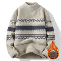 Men's mock neck knitted pullover sweater in modal and rabbit fur, long sleeve thickened straight fit, M to 4XL