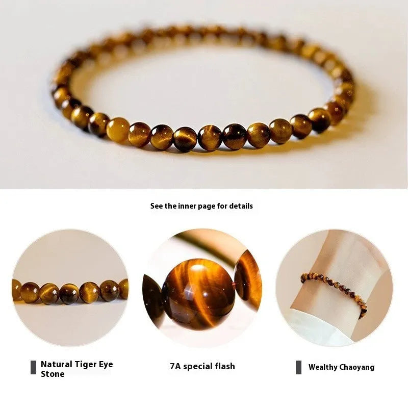 New Chinese style tigereye stone bracelet with geometric round beads in 4mm 6mm or 8mm sizes
