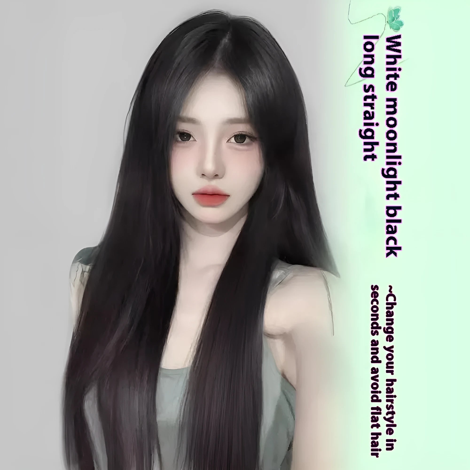 Women's fluffy full-head wig with forehead lace construction in brown black colour with natural hairline appearance