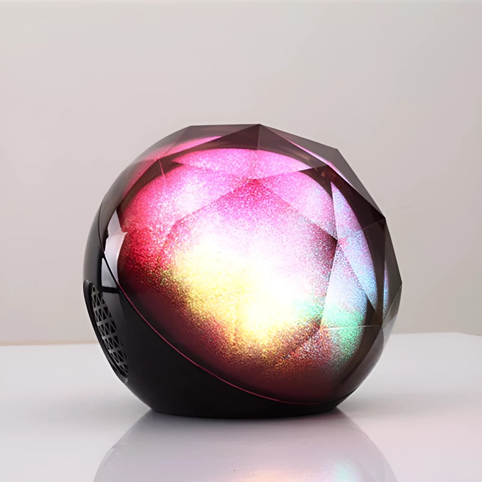 Magic Ball Bluetooth speaker crystal glowing night light black plastic 110mm cube