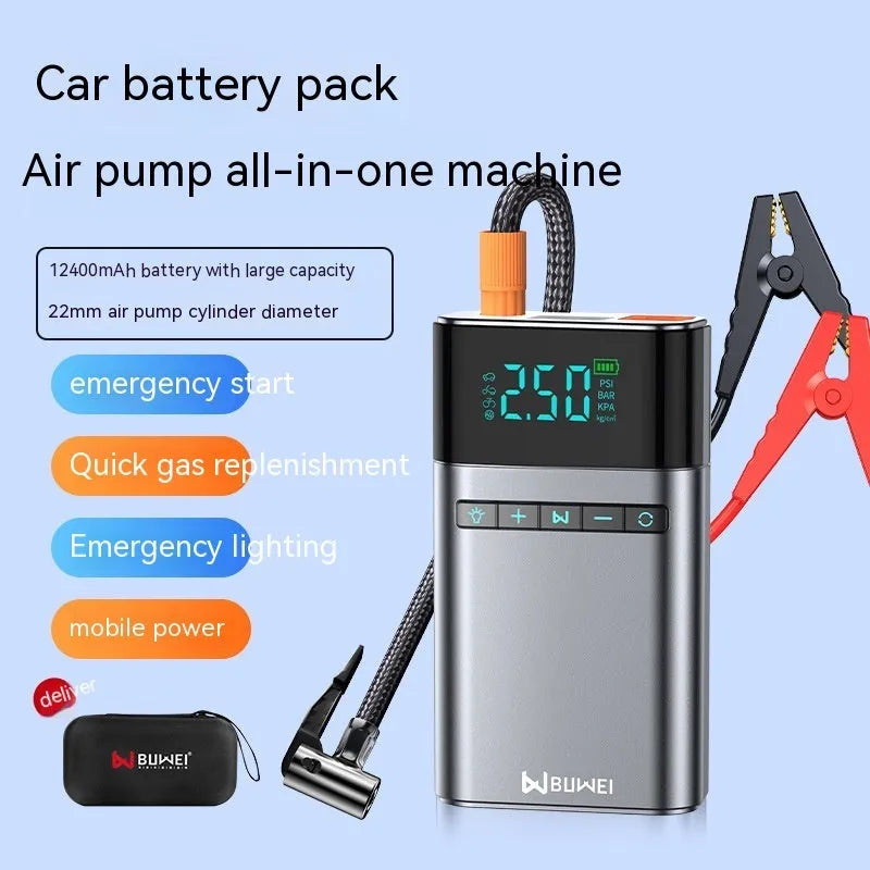 12400mah automobile emergency start power source with aluminium alloy shell and accessories