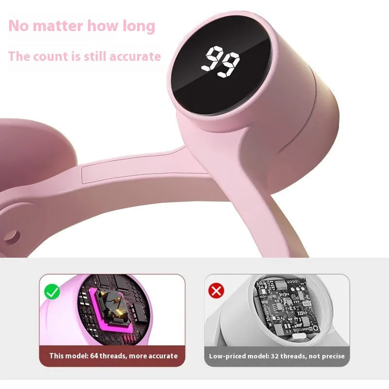 Pink pelvic floor muscle trainer with three resistance gears and rubber coating for exercise