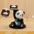 Resin cute panda phone holder small ornament bamboo panda style on desk with smartphone