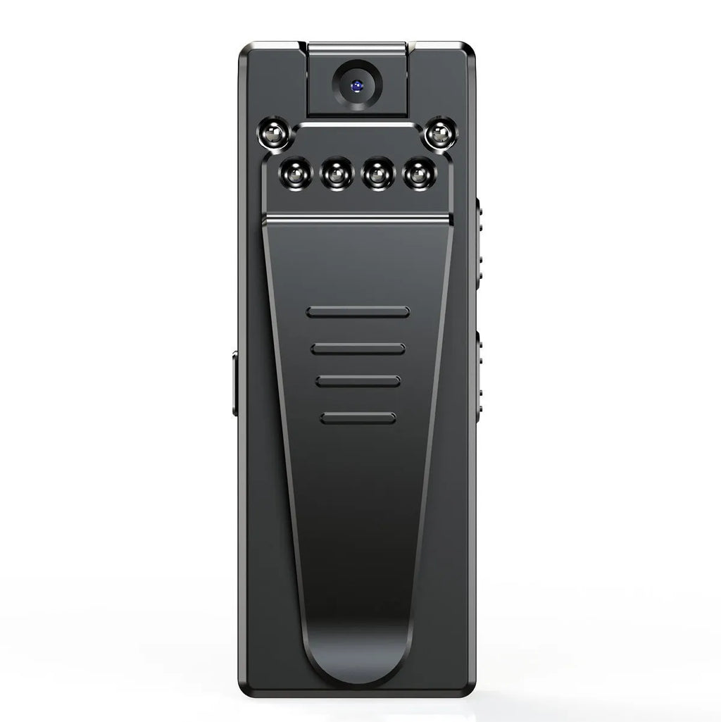 Black 1080p HD DV home camera with night vision, shown with one-button controls and a rotatable lens.