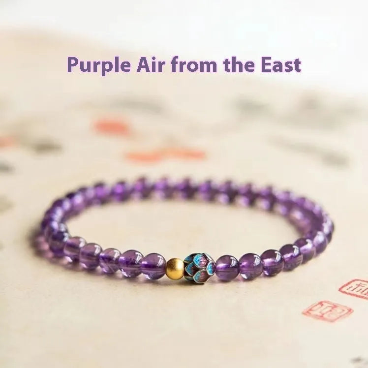Purple lotus bracelet with retro style design and mixed materials for women
