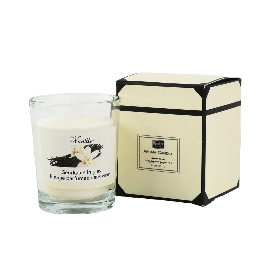 Handmade soy wax cup candle 5x6cm in transparent glass cup, boxed pink or white option