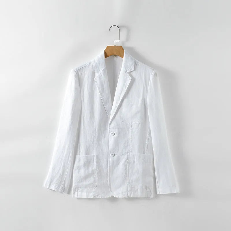 Men's lightweight linen coat in solid colour with size stick pocket