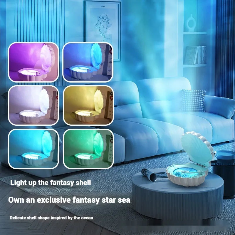 Retro vinyl record player shell lamp with LED lights in blue colour.