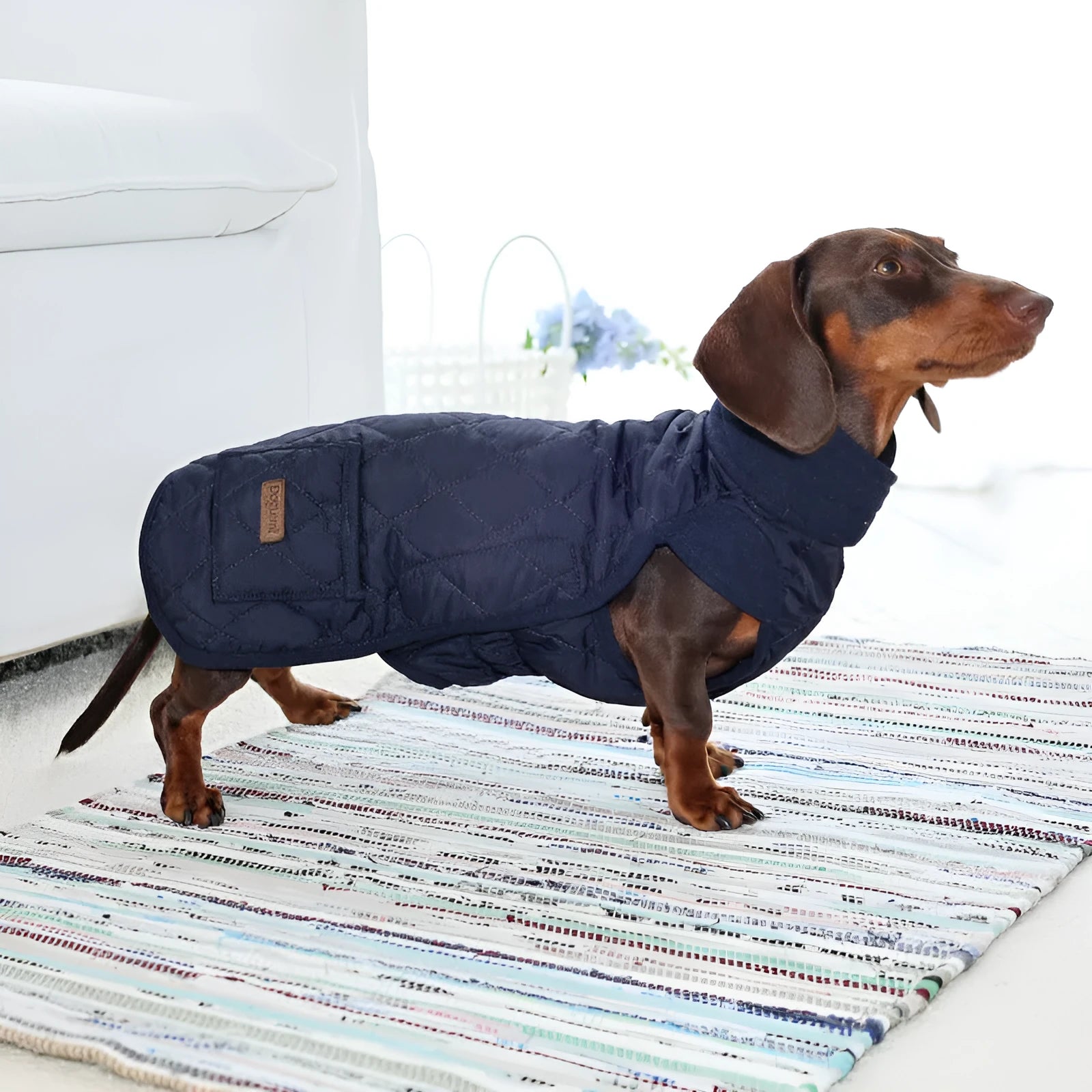 Beige British-style cotton vest for short leg dogs on small pet, autumn winter wear