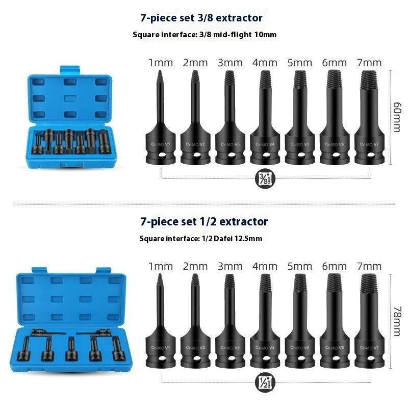 Electric wrench broken stud spanner set, alloy tool, 7 pieces, 60mm or 78mm model for home tools repair