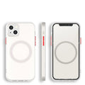Magnetic phone case for iPhone 13 in black with PC back and TPU edges showing camera cutout