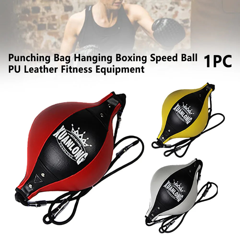 PU leather boxing speed ball with high-elastic hanging rope, 170cm full length, 30x15cm ball, adult training