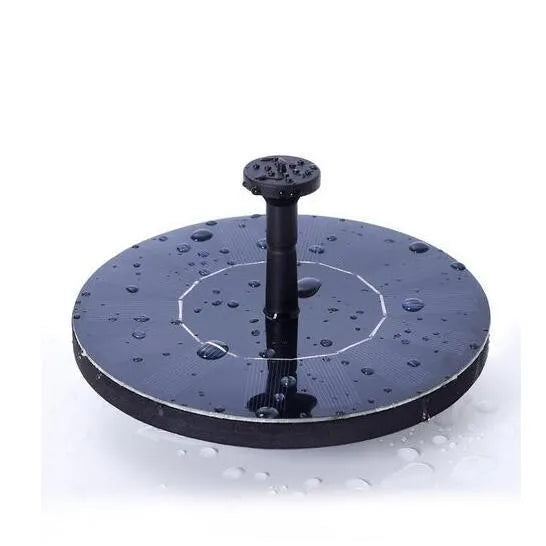 Black solar floating fountain pump with four spray nozzles for garden ponds and water features