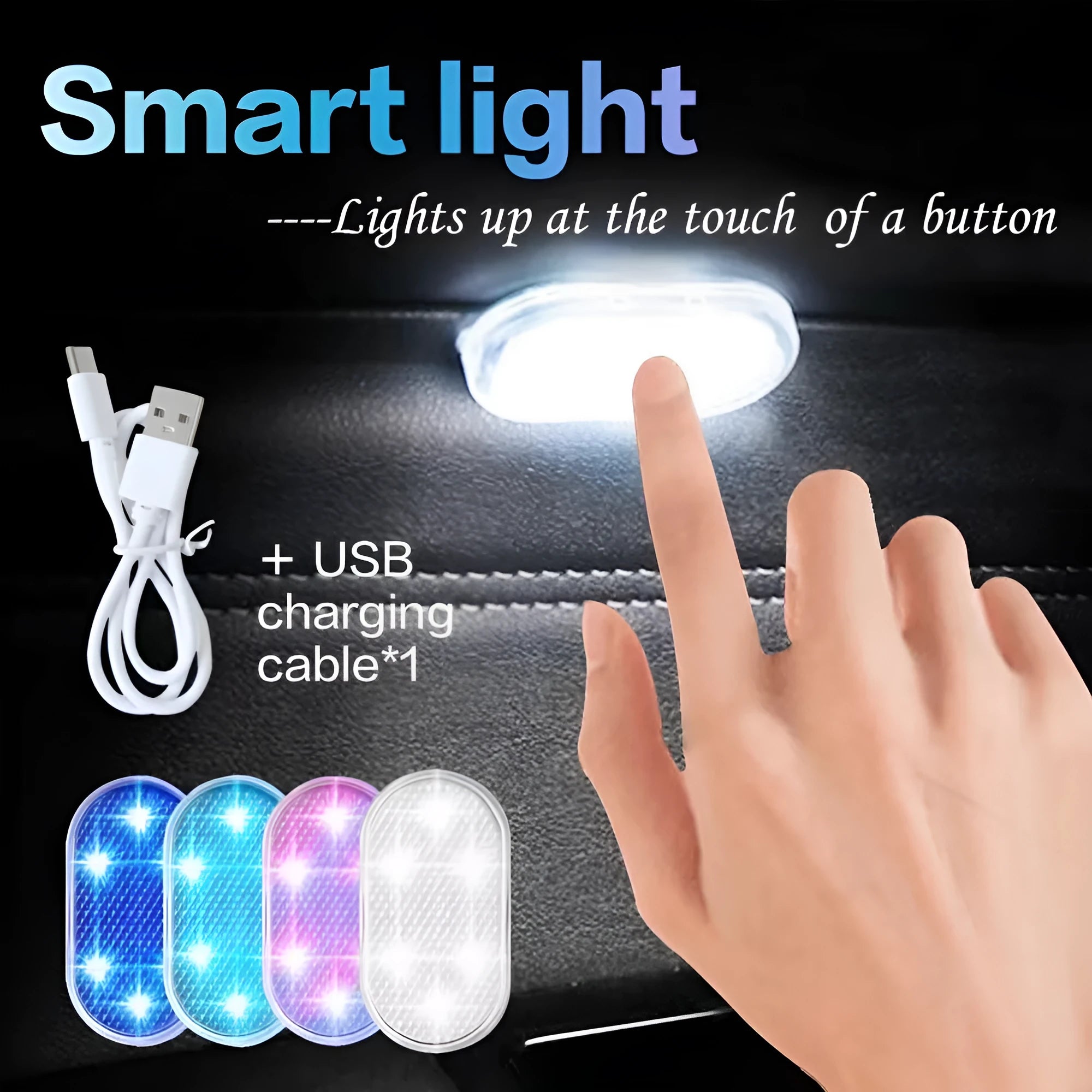 Touch-sensitive car interior LED reading lamp with four colour modes
