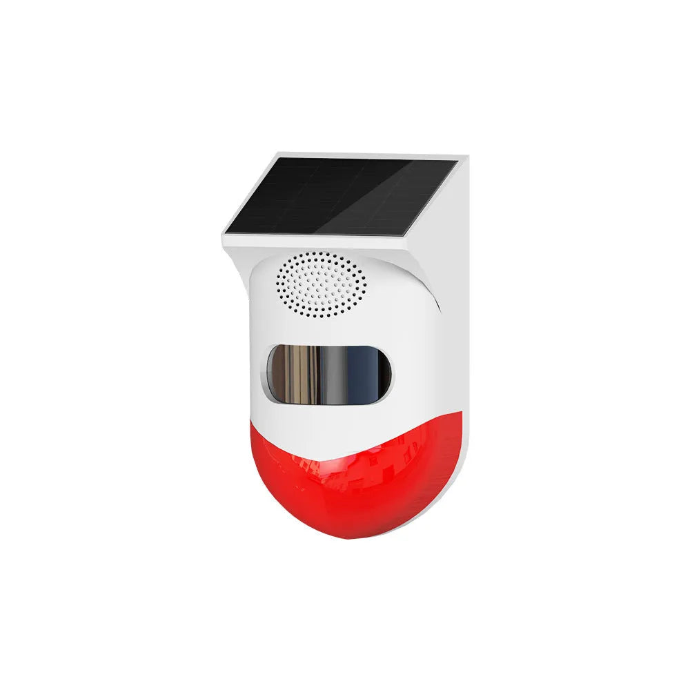 Solar infrared security alarm with remote control for outdoor property protection