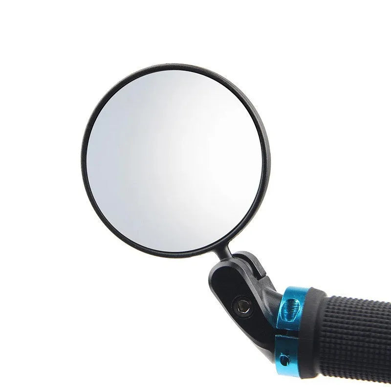 Black foldable convex rearview mirror with 7cm diameter and rotating joint.