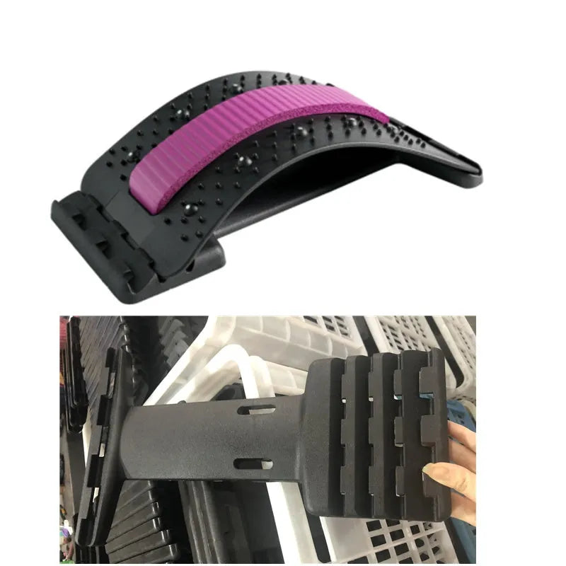 Adjustable back stretcher massager for waist back neck pain relief with multiple therapy modes