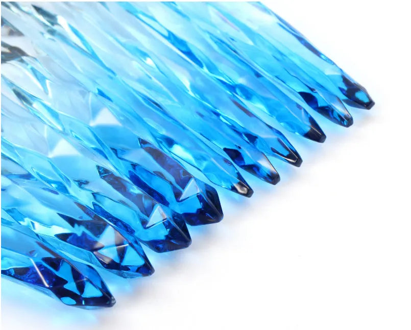 Ten clear crystal handle foundation brushes with artificial fibre bristles in four colours