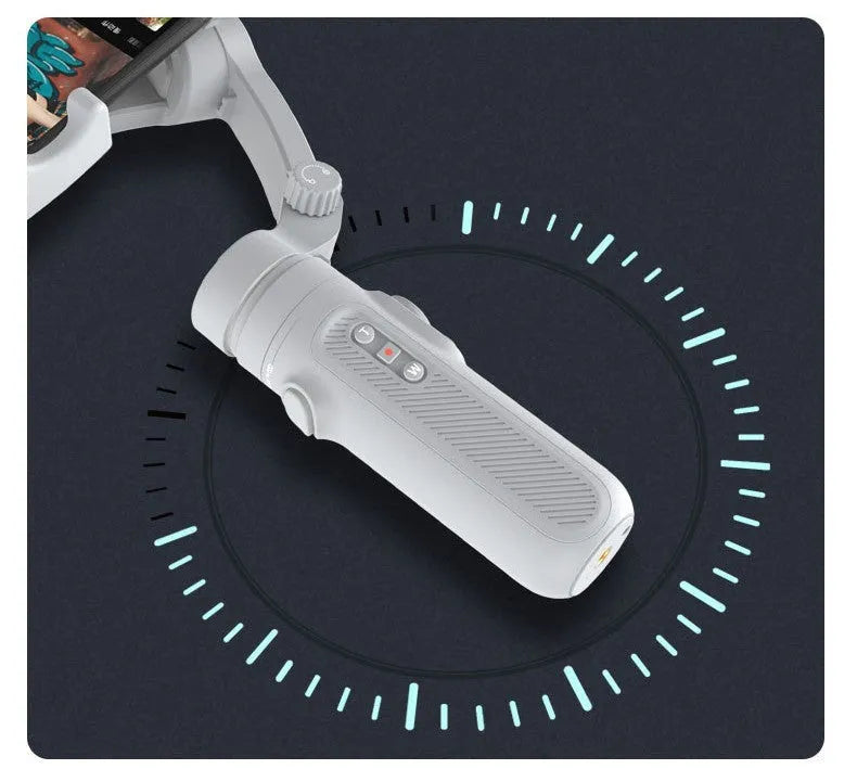 Mobile phone handheld Bluetooth stabiliser with three-axis anti-shaking head and built-in battery