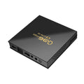 Q96 MAX Android TV box set-top box with remote control, HDMI cable, and power supply
