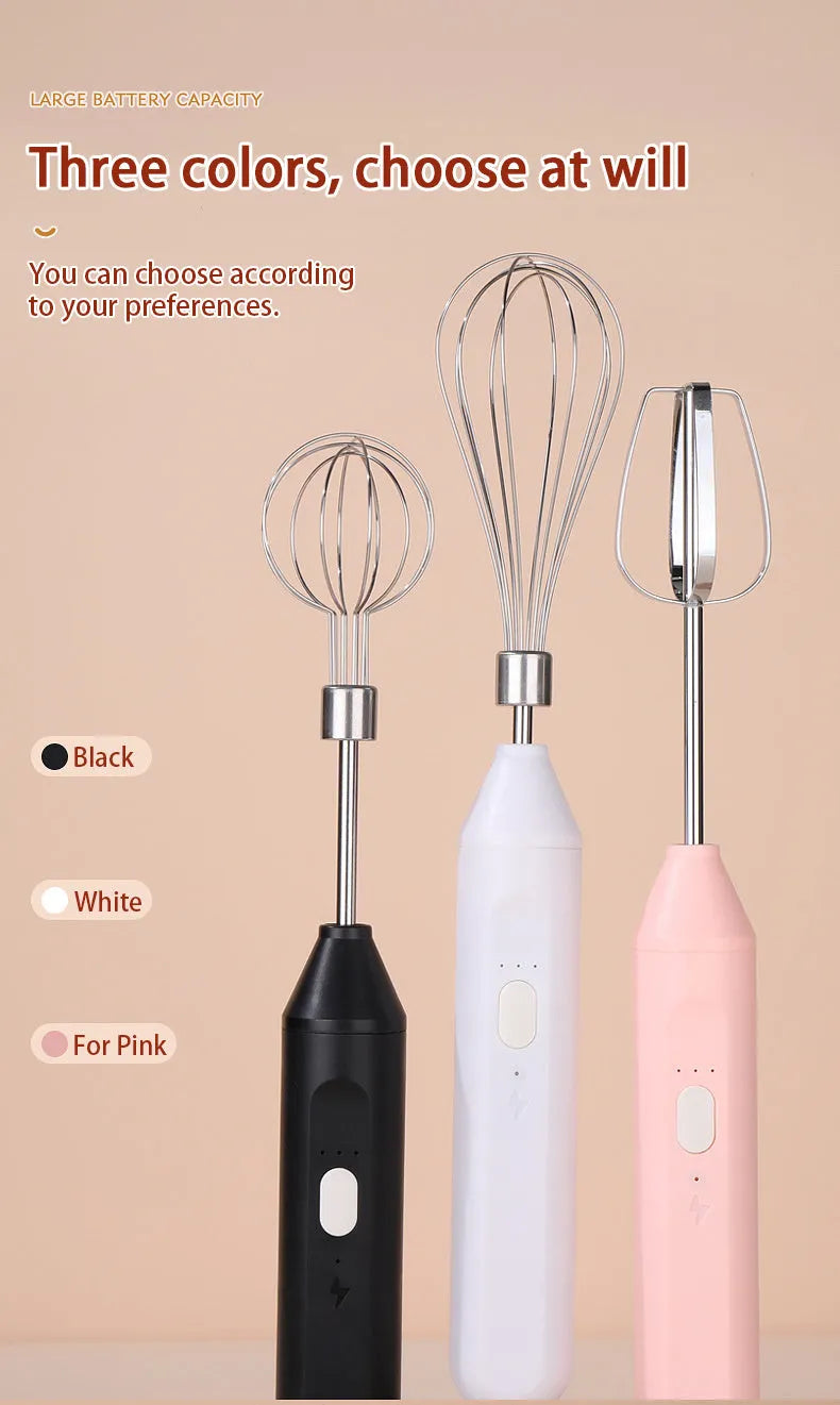 Hand-held electric whisk with straight handle, available in black colour options for household baking