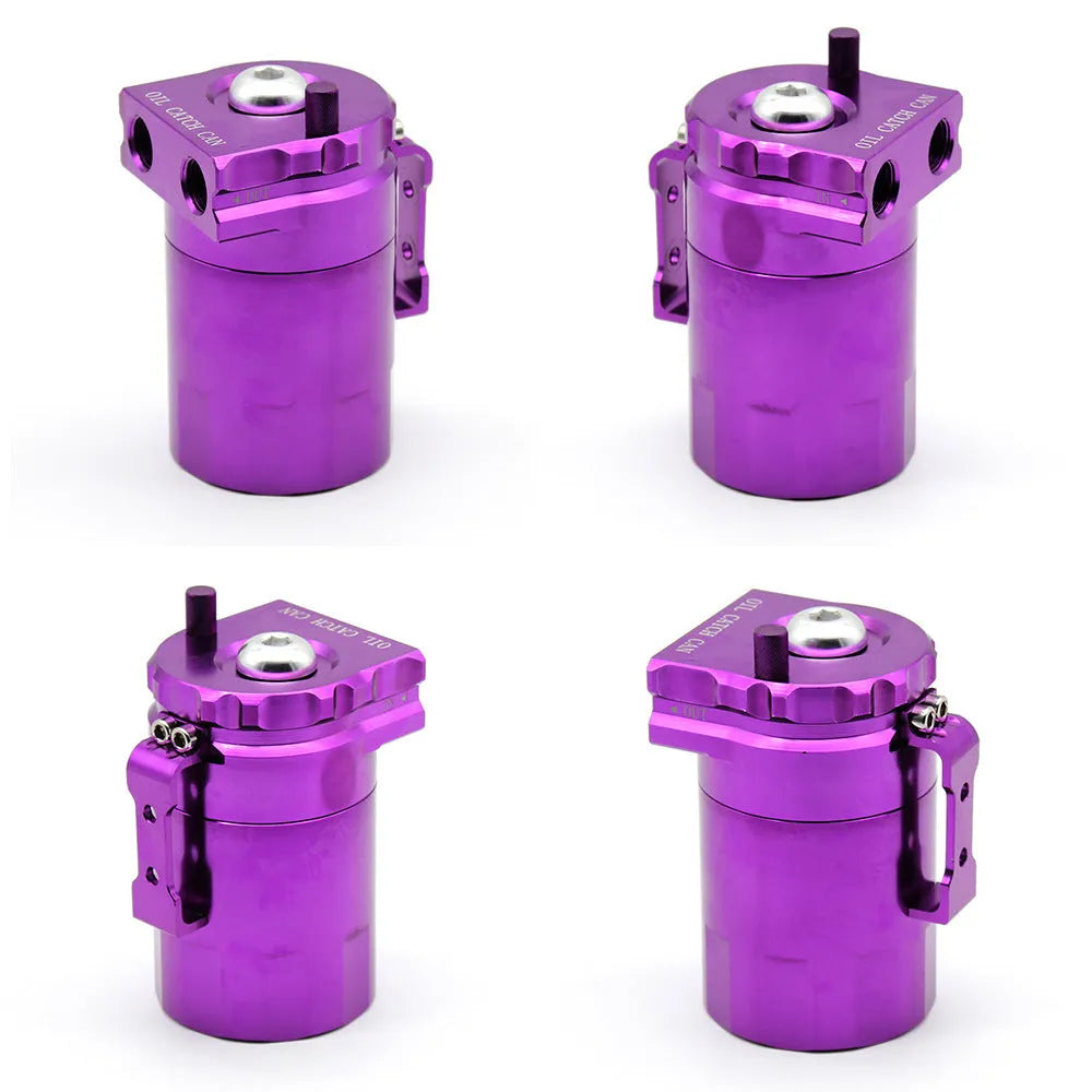 Aluminium car engine oil breather pot in choice of black, blue, red, or silver colours.