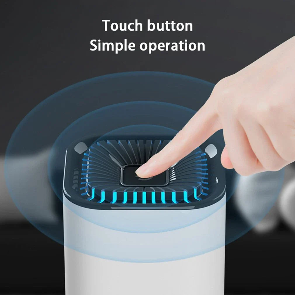 Compact, portable air purifier with dual-inlet design, negative ion generator, and efficient filtration for home and car use