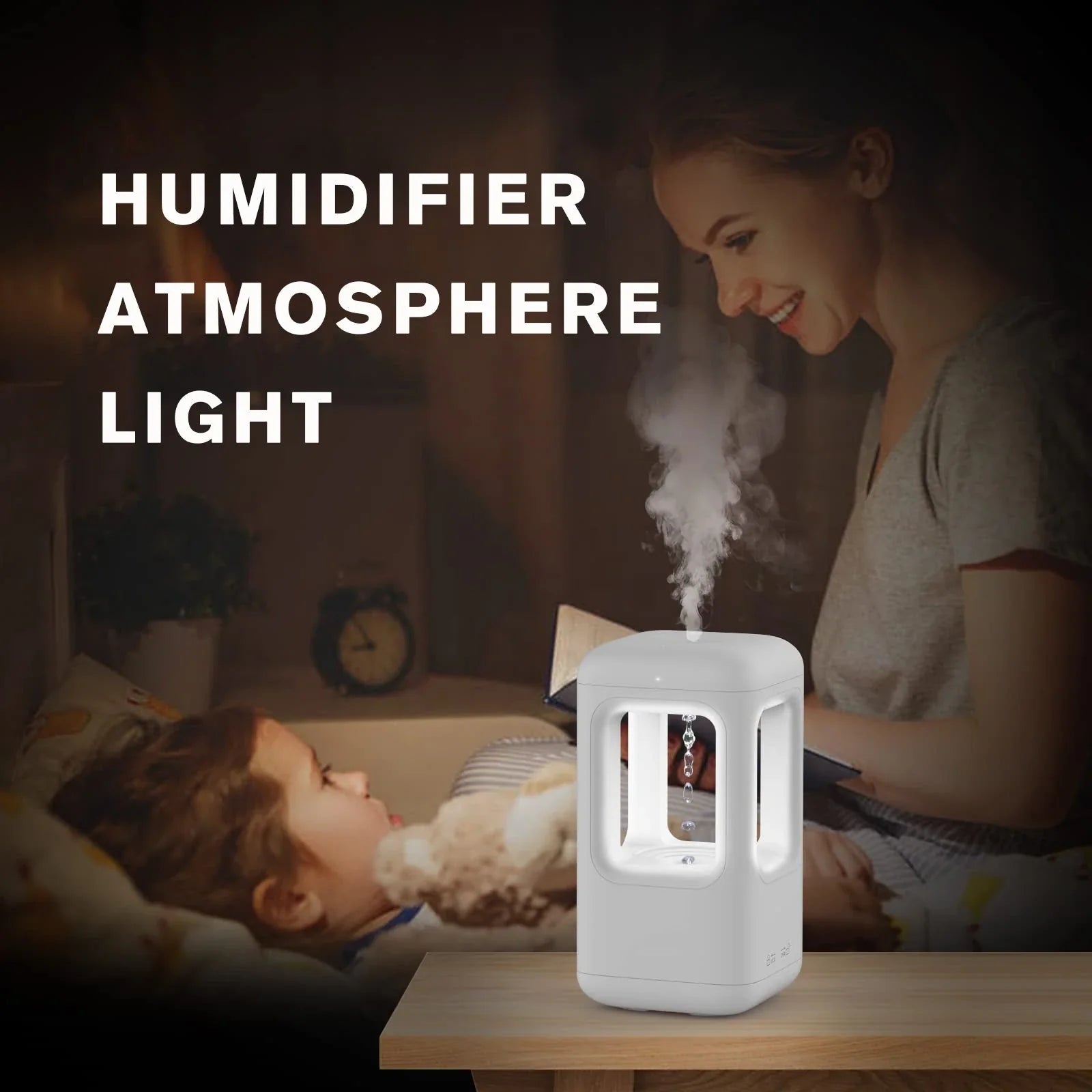 Quiet Bedroom Air Humidifier with Mesmerizing Anti-Gravity Water Drop Effect and Whisper-Quiet Operation